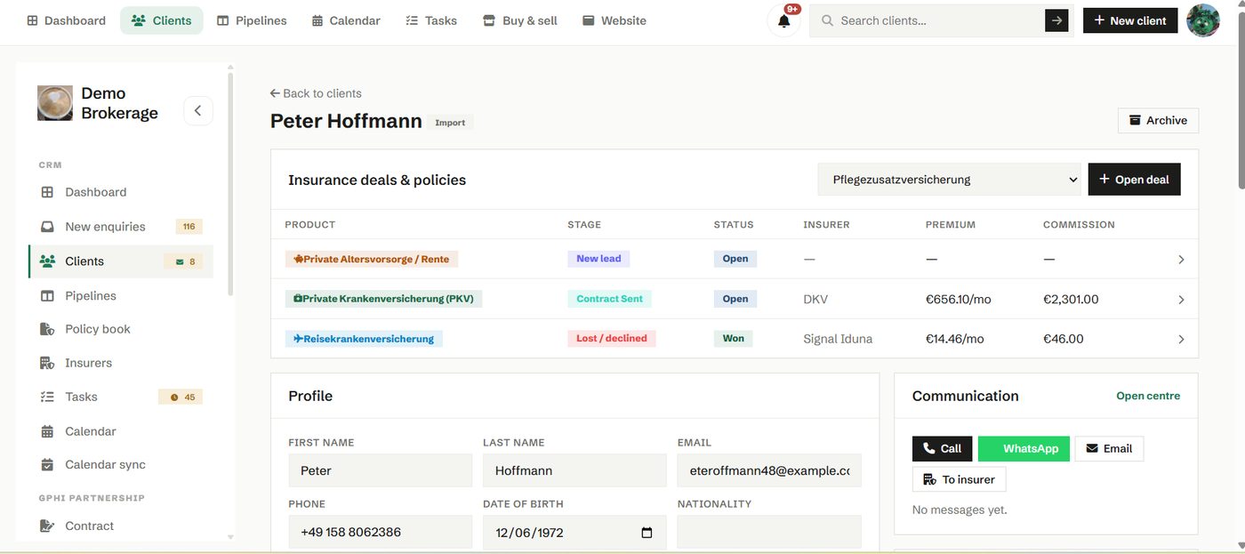 Client portal in Phi CRM