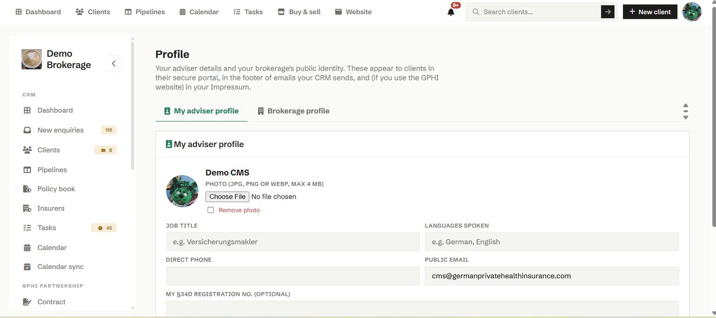 Profile in Phi CRM